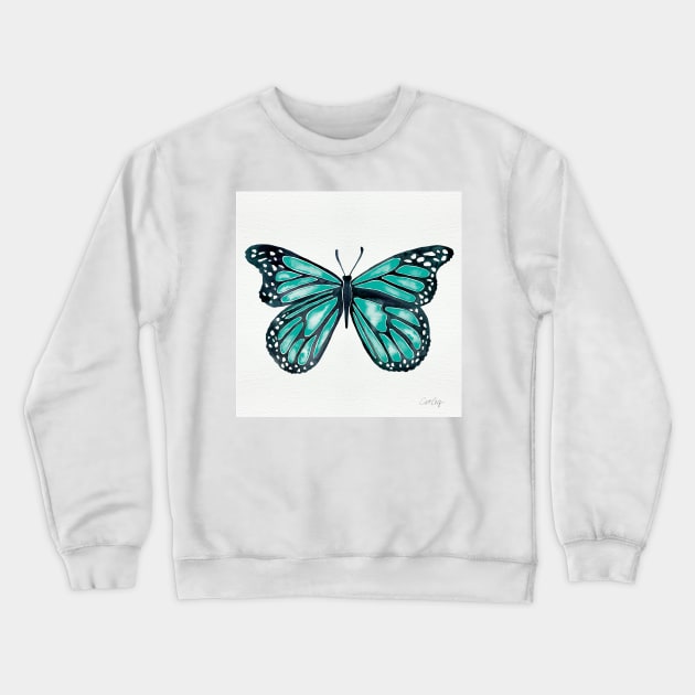 Turquoise Butterfly Crewneck Sweatshirt by CatCoq